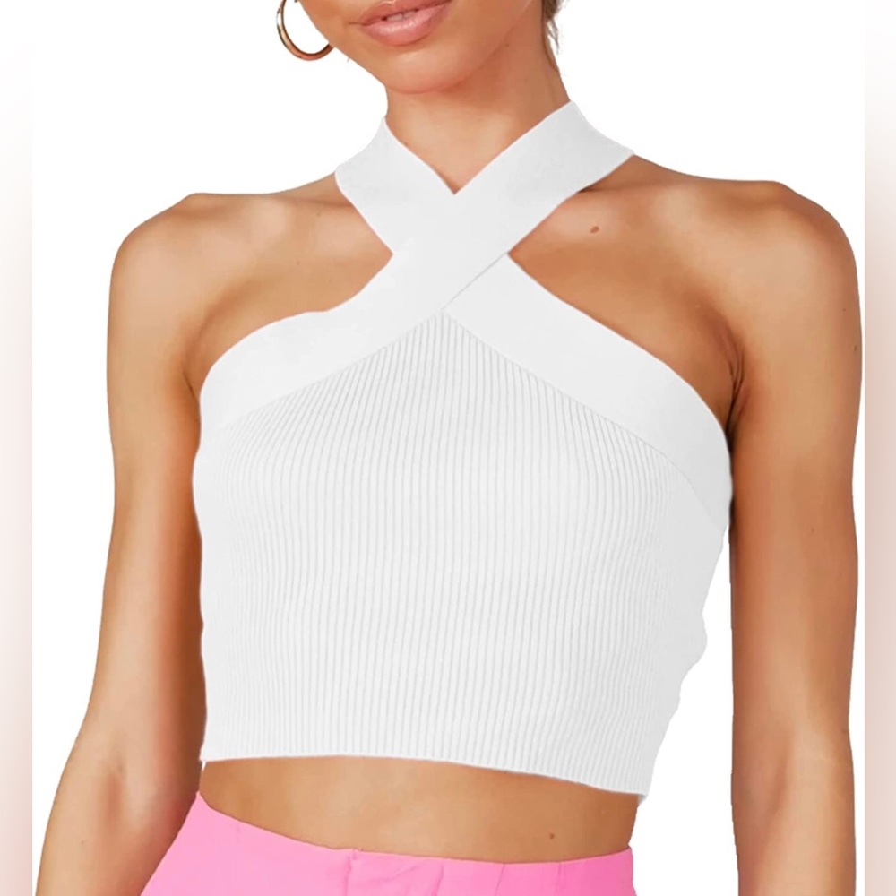 Criss Cross White Crop Top XS